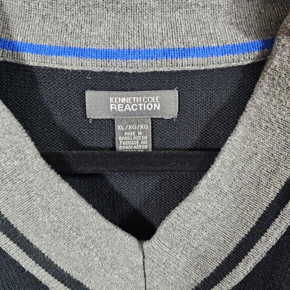 Vintage Kenneth Cole Reaction "Sonia"  Black & Gray V-Neck Sweater Men's XL - Picture 3 of 11